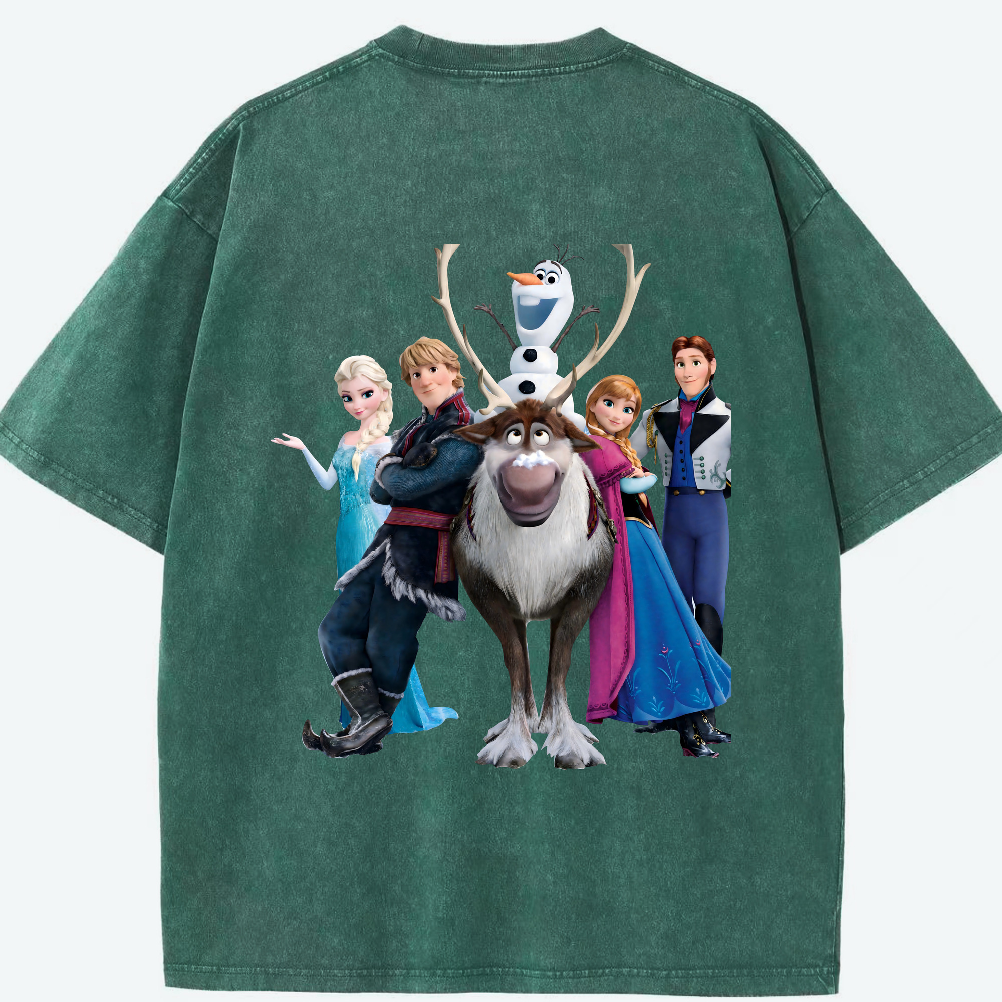 （画像用） アナと雪の女王 アンナ エルサ Frozen Anna Elsa 綿100% ヴィンテージ風 半袖Tシャツ（背面プリント）